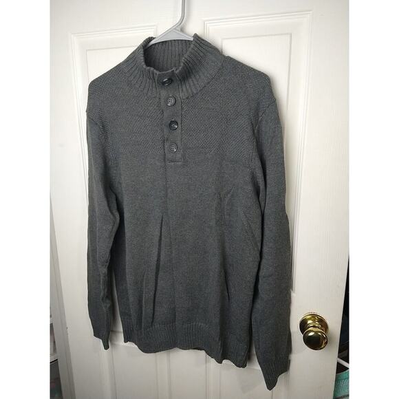 Porter&Ash Men's S Sweater Grey Pullover Four Button Close Length Long Sleeve - Picture 1 of 10